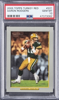 2005 Topps Turkey Red #221 Aaron Rodgers Rookie Card - PSA GEM MT 10